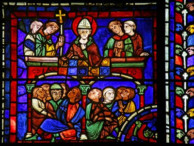 Predicazione, scena dalla Vita di San Martino, Cattedrale di Chartres da French School
